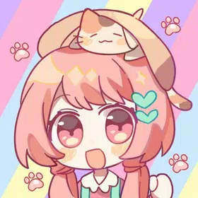 少女与猫可爱填色