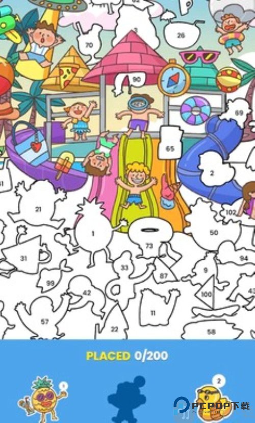 贴纸书按数字涂色