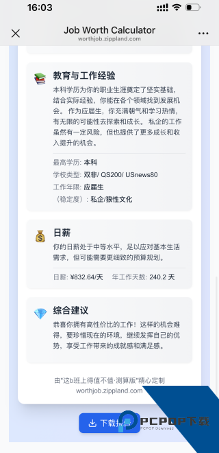工作性价比计算器