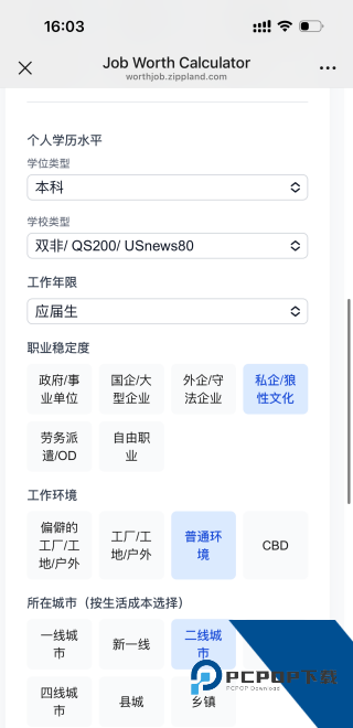 工作性价比计算器