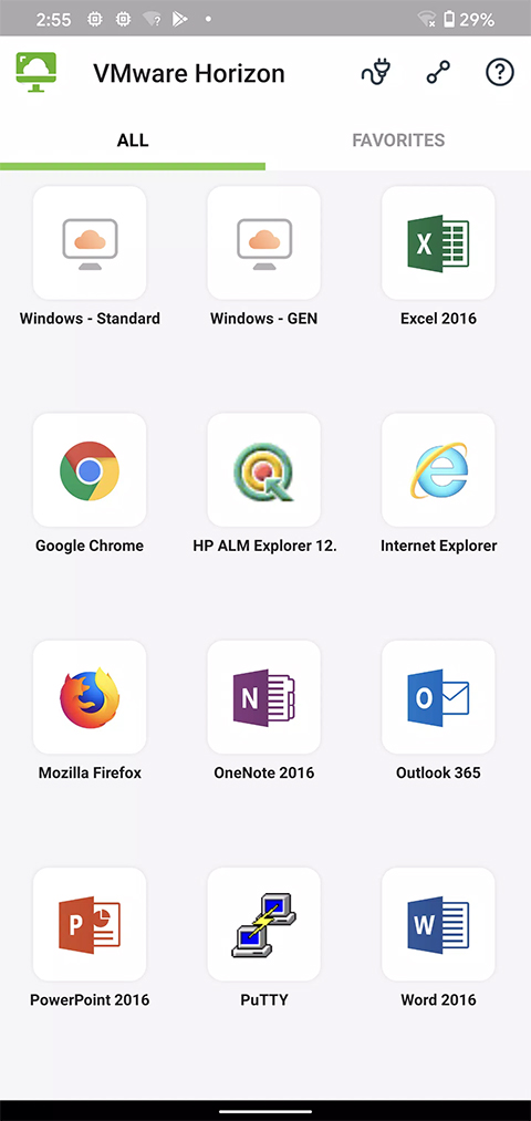 vmware horizon虚拟桌面手机版主界面截图